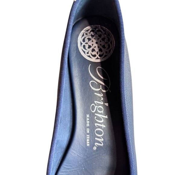 Brighton Aleta Navy Blue Italian Leather Ballet Flats With Ornate Medallion Deta - Picture 3 of 10